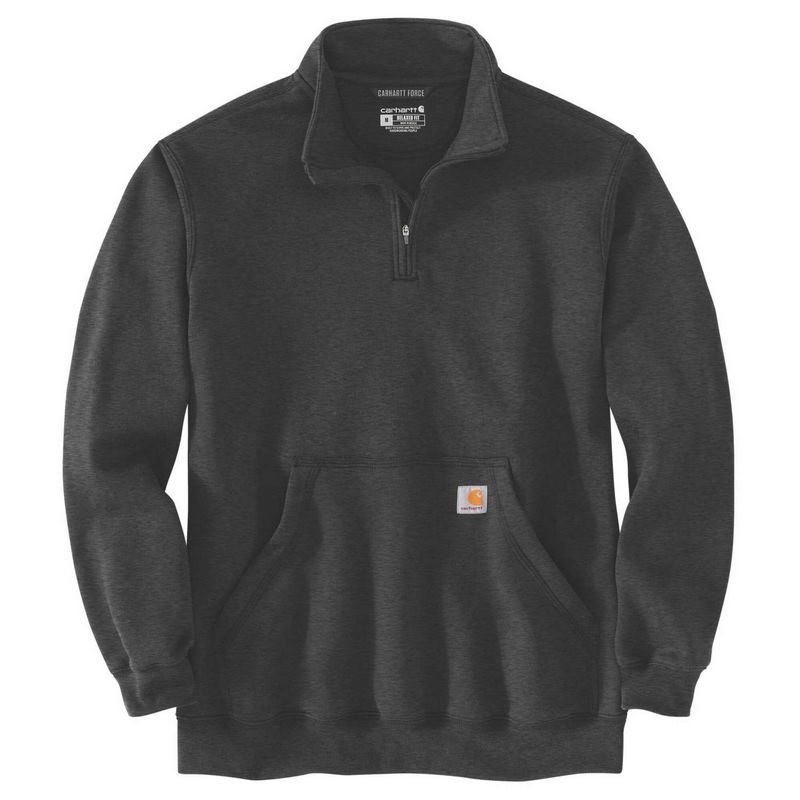 Carhartt Sweatshirt m/ 1/4 zip 105294 Mørk grå, str. L Carl Ras