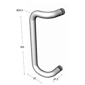 Ruko-Line - Dørhank forsat enkelt 25x300mm