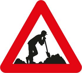  - Advarselstavle - Mand sover op ad skovl