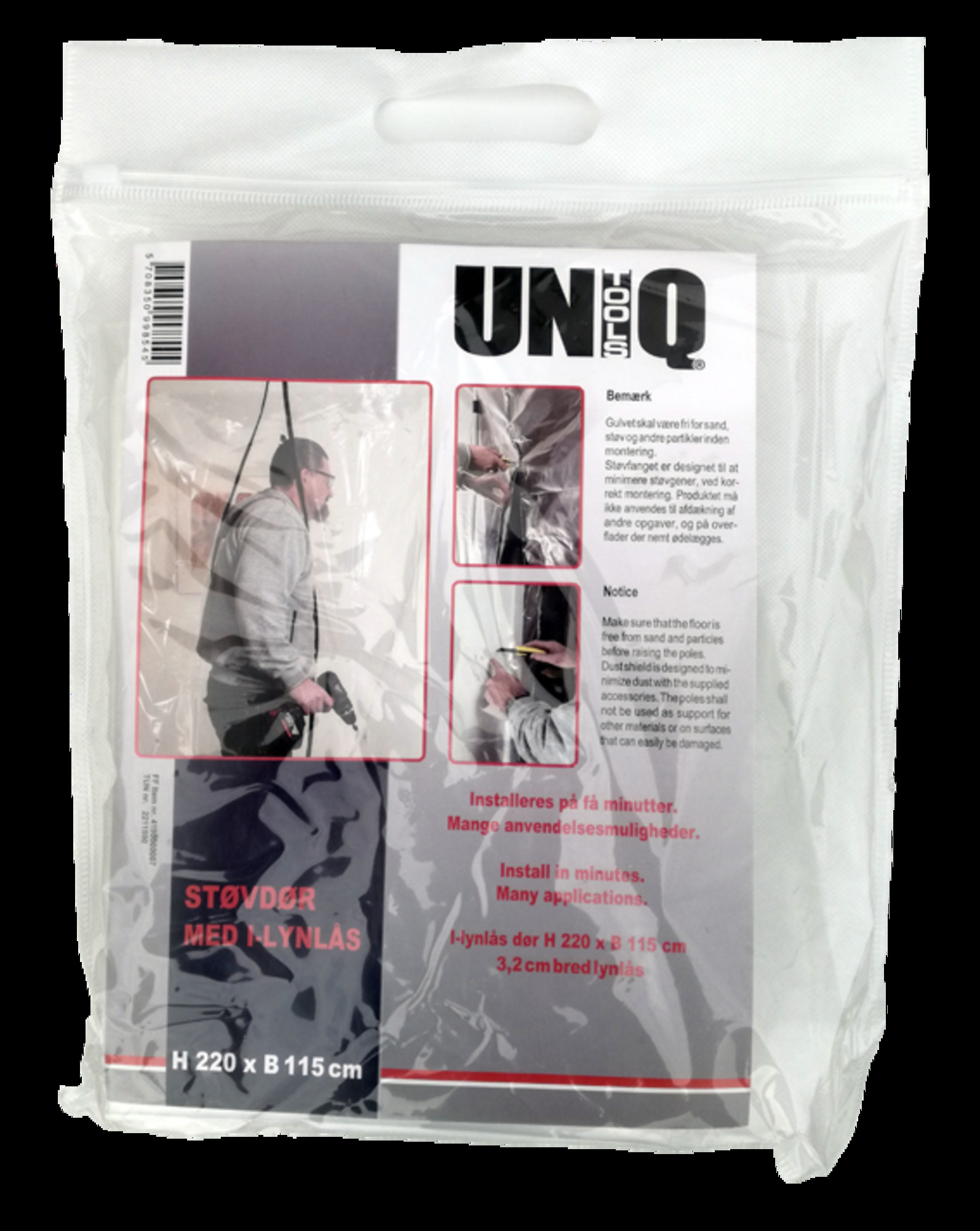 UNIQ Cover Støvdør m/I-lynlås 220x115cm | Ras